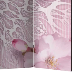 Klappbarer Paravent in Rosa & Weiß - Carika