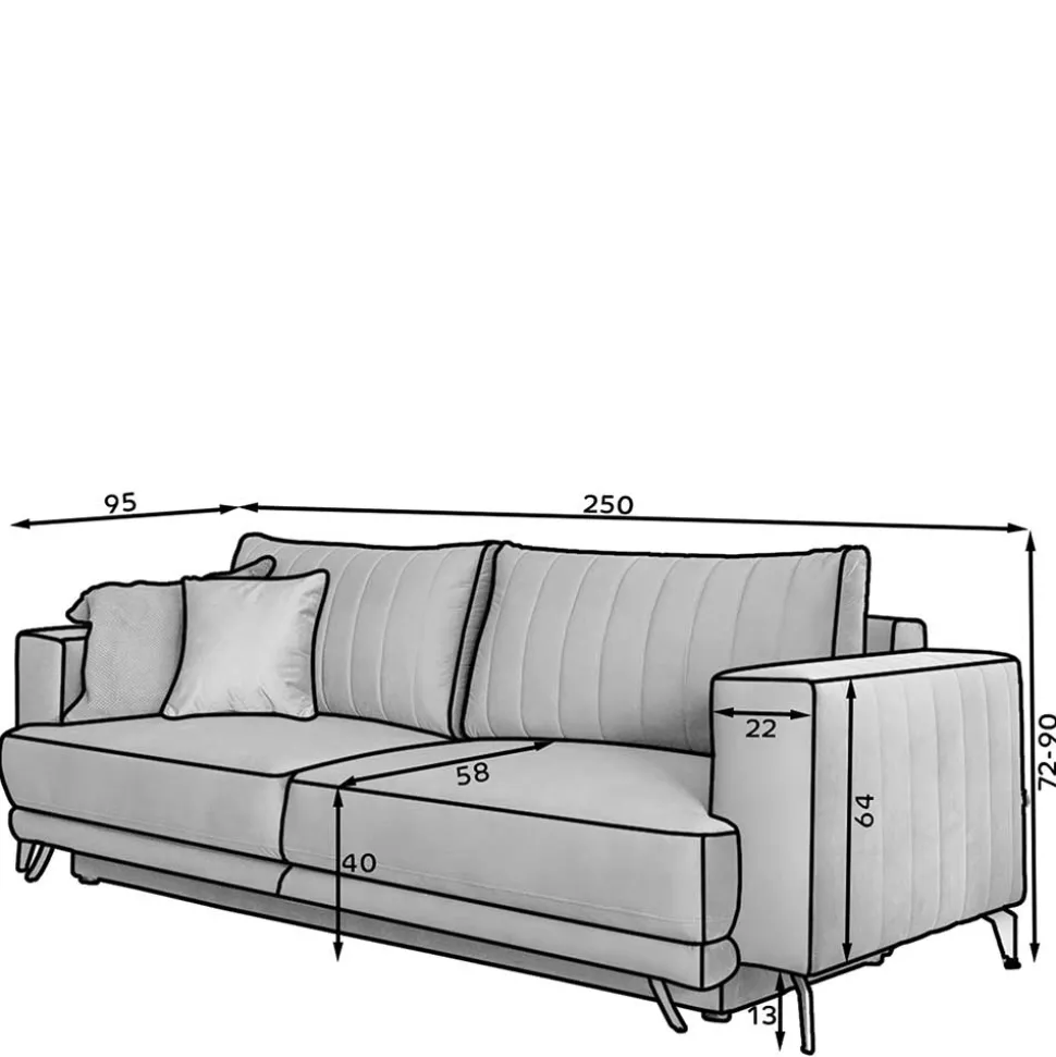 Klappcouch in Hellgrau Chenille - Jakery