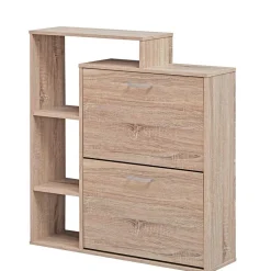 2-Klappen Schuhschrank mit drei offenen Regalfächern - Ilona