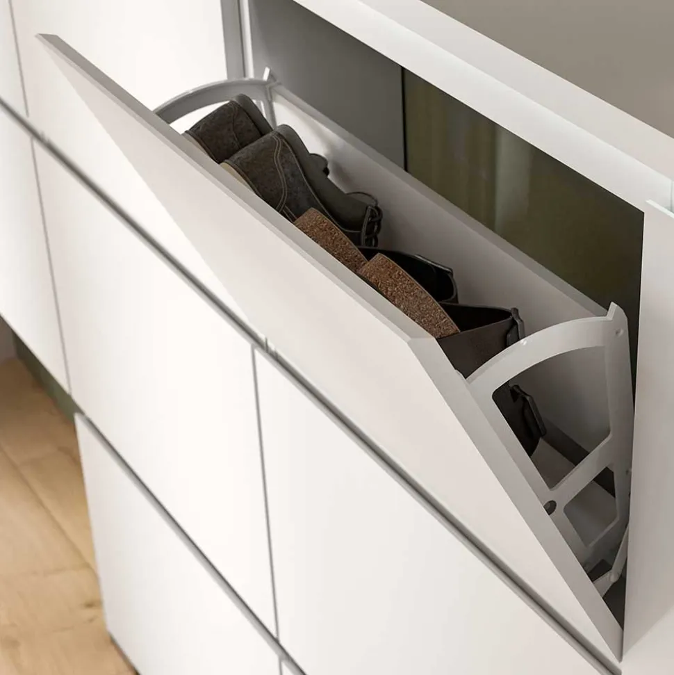 3-Klappen-Schuhschrank in Weiß - Dany