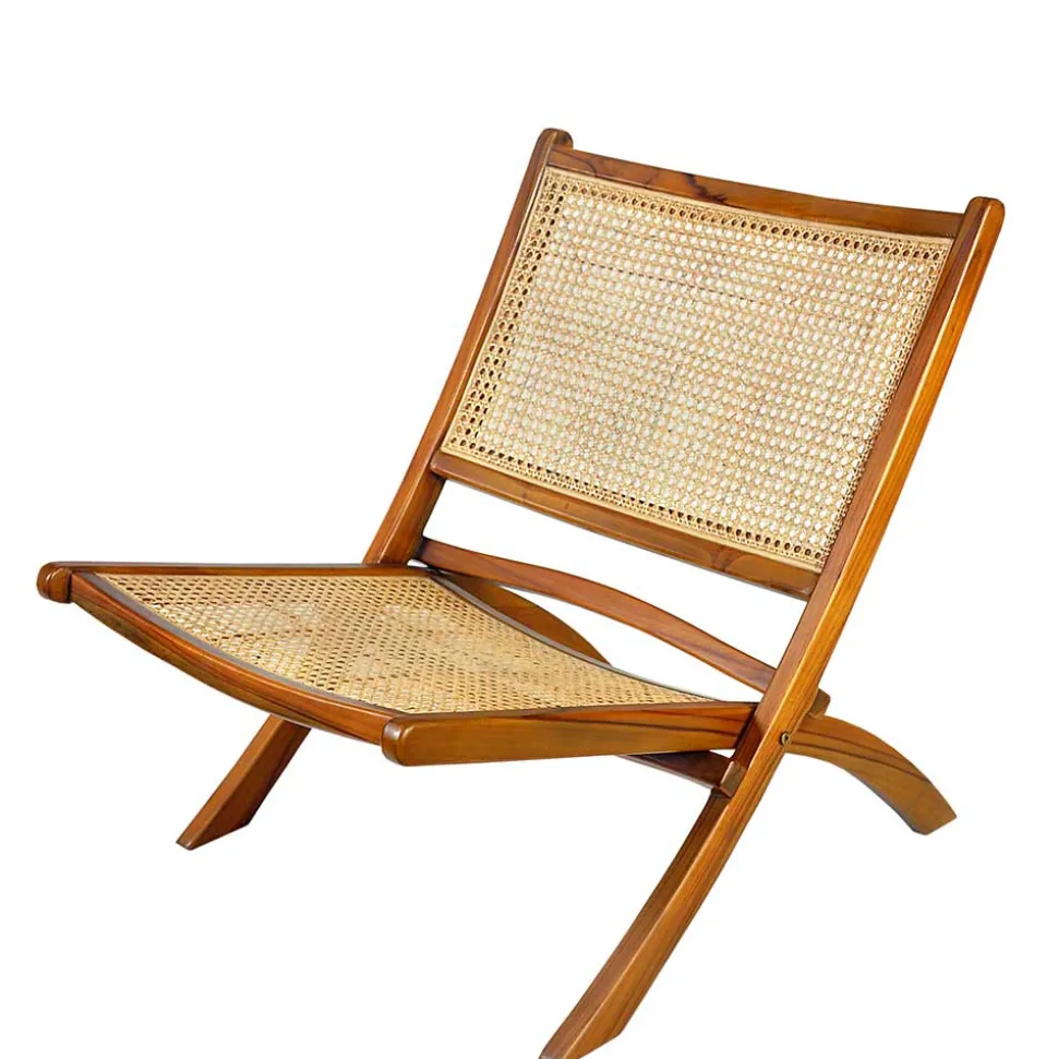 Klappsessel mit Wiener Geflecht aus Teak & Rattan - Vilrada