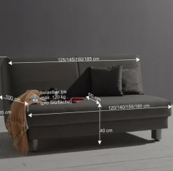 Klappsofa in Hellgrau Jerome mit 120x200 140x200