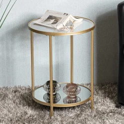 Klarglas Couchtisch mit Zusatzablage - Kalizoa