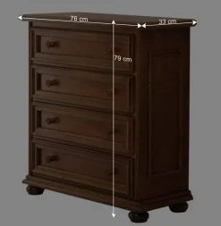 Klassisch gestaltete Hochkommode in Walnussfarben - Manicos
