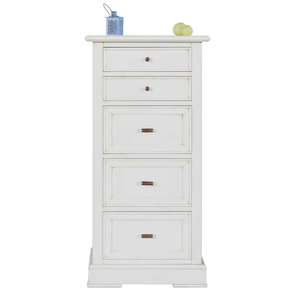 Klassische Hochkommode in Antikweiß - Annot