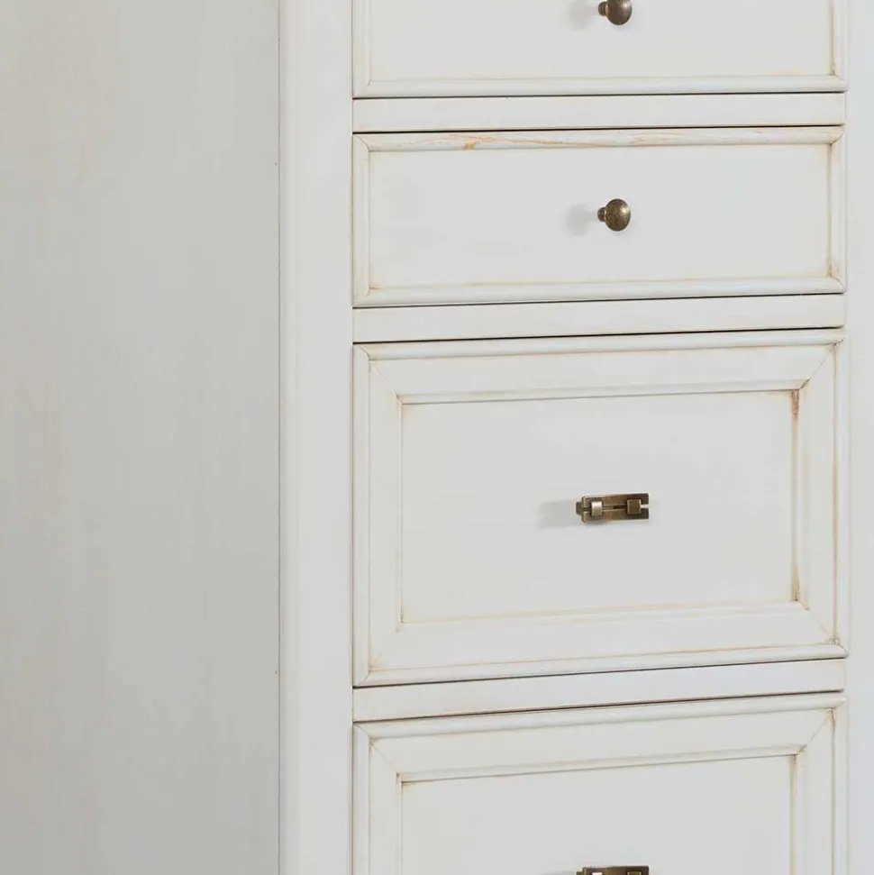 Klassische Hochkommode in Antikweiß - Annot