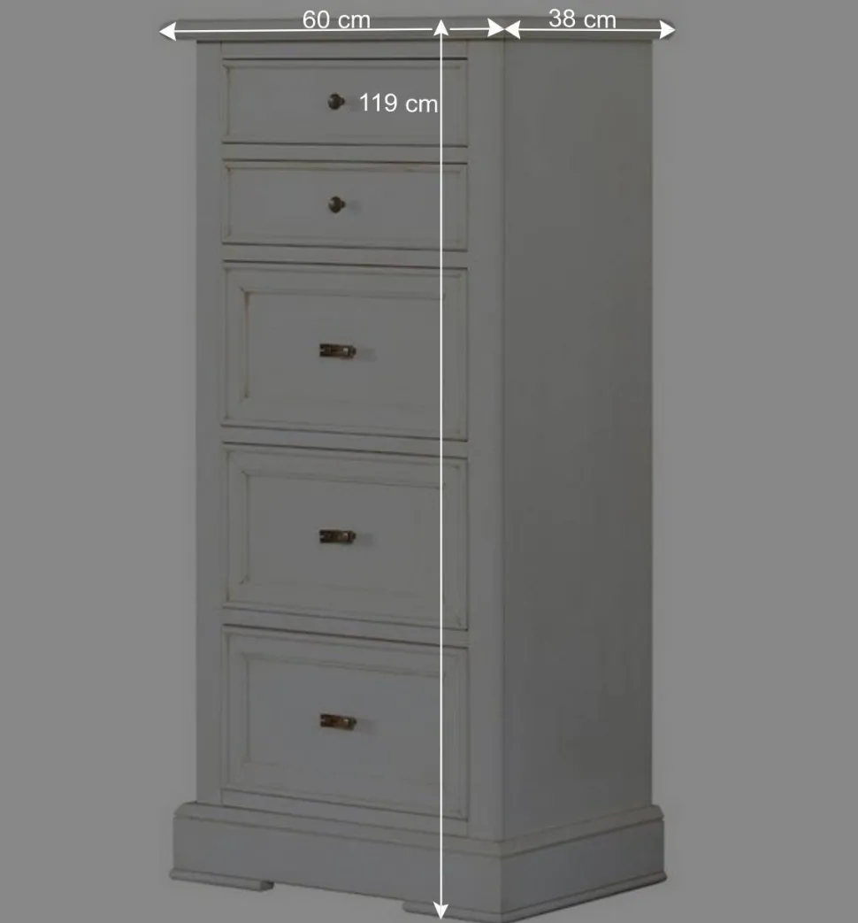 Klassische Hochkommode in Antikweiß - Annot