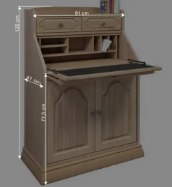 Klassischer Schreibschrank Sekretär aus Eiche - Hamptony