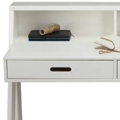 Klassischer Schreibtisch Etzga aus weißem Massivholz