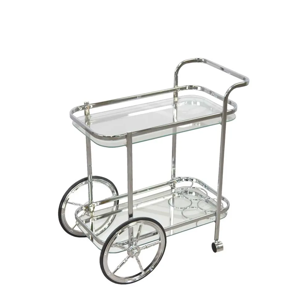 Klassischer Servierwagen in Glas & Chrom - Felzon