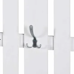 Klassisches Garderobenpaneel in Weiß 65cm breit Vaipuran mit 8 Metallhaken