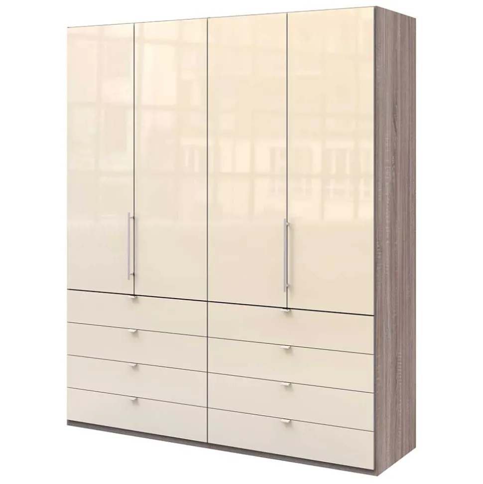 Kleiderschrank glasbeschichtet in Creme - Laingo