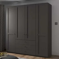 Kleiderschrank in Dunkelgrau 4-türig - Mataram
