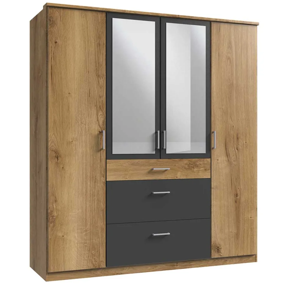 Kleiderschrank in Plankeneiche Holzoptik - Leviza