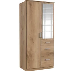 Kleiderschrank in Plankeneiche NB mit Spiegel - Osicria