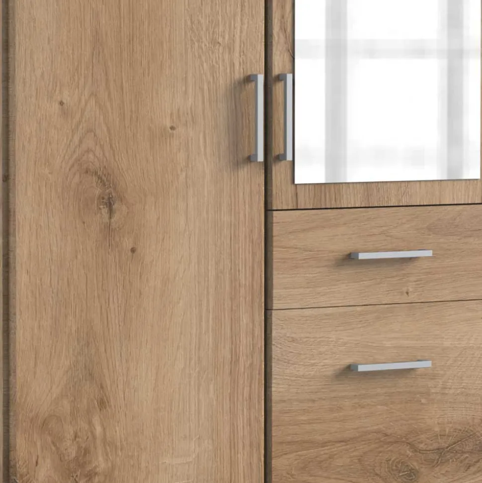 Kleiderschrank in Plankeneiche NB mit Spiegel - Osicria