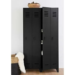 Kleiderschrank in Spind Optik aus Holz und Holzwerkstoff - Tivegos