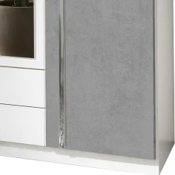 Kleiderschrank in Weiß & Betonoptik mit Chrom - Hotti I