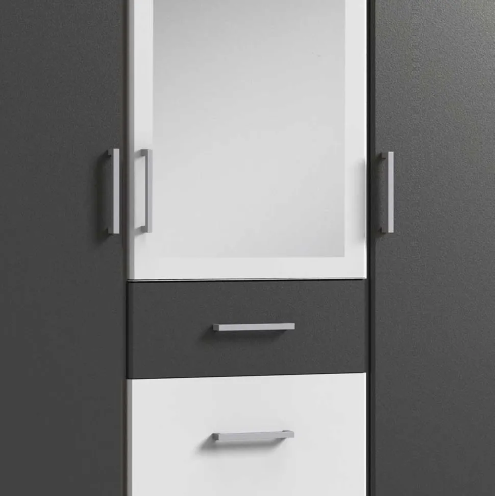 Kleiderschrank in Weiß & Dunkelgrau - Vanila I