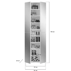 Kleiderschrank in Weiß HG & Spiegel - Ejulia (zweiteilig)