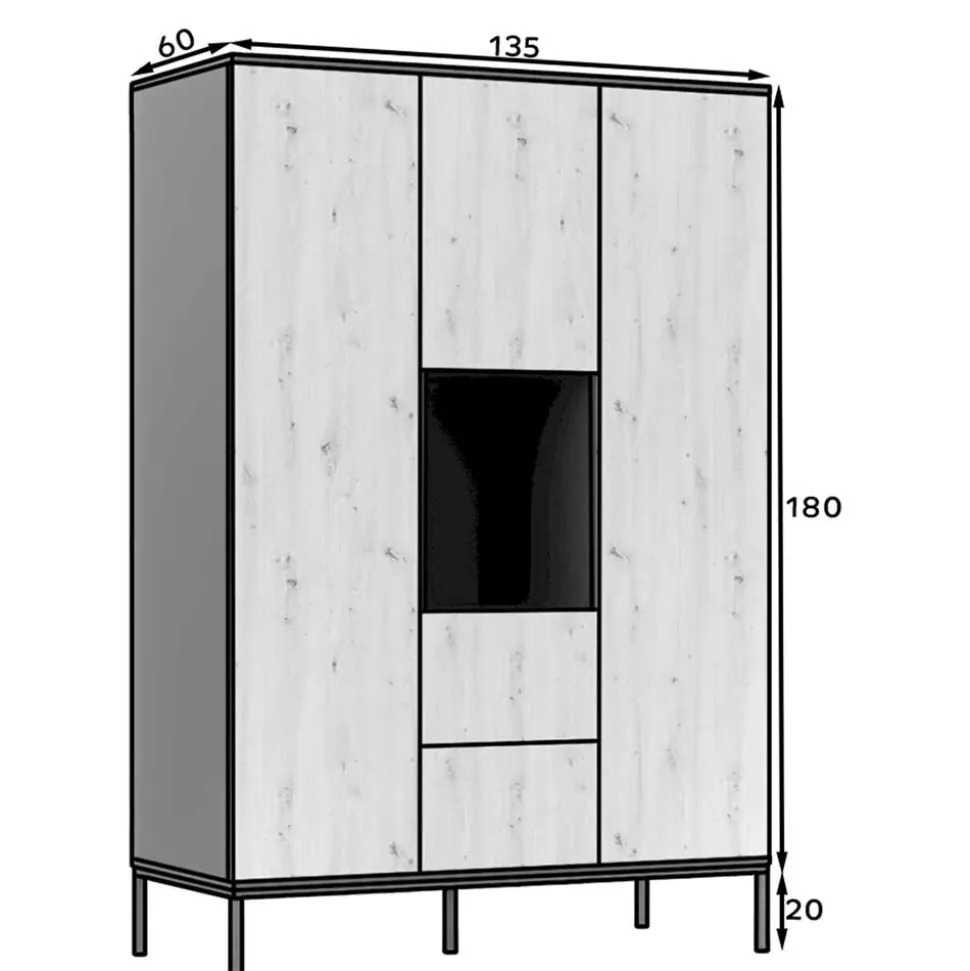 Kleiderschrank in Wildeiche Optik - Cavan
