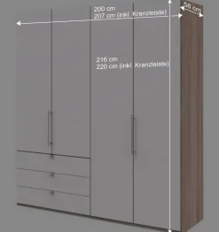 Kleiderschrank kombiniert 2 Falttüren - Vaclyn