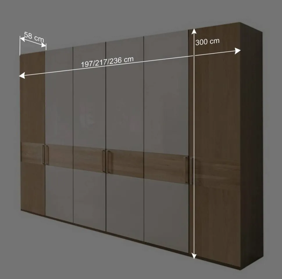Kleiderschrank mit 6 Türen 300 cm breit - Emdsiva