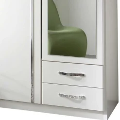 Kleiderschrank mit Spiegel in Weiß & Chrom - Miracella