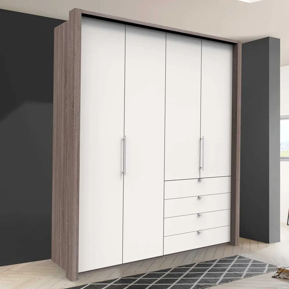 Kleiderschrank mit vier Metallauszug Schubladen - Tivierto