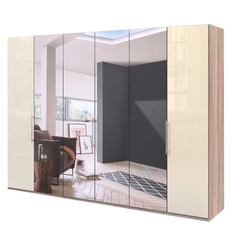 Kleiderschrank mit vier Spiegel Tür-Elementen - Rativian III