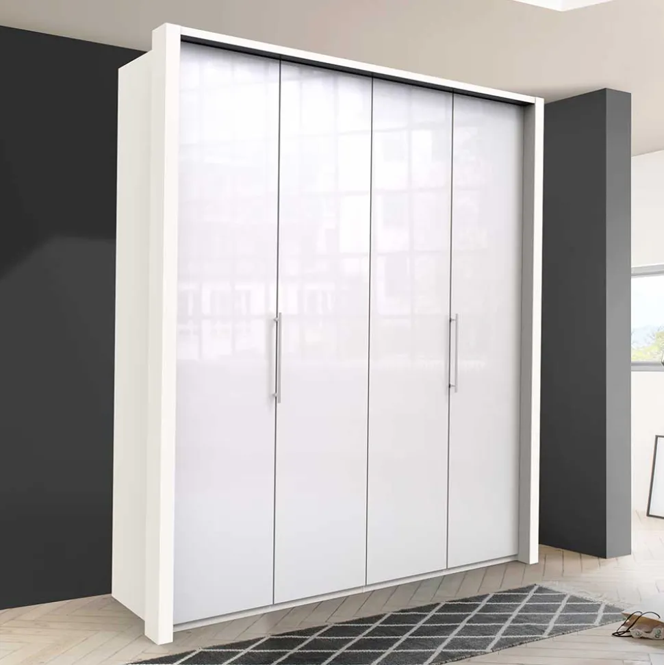 Kleiderschrank mit zwei Falttüren in Weiß - Dolienca