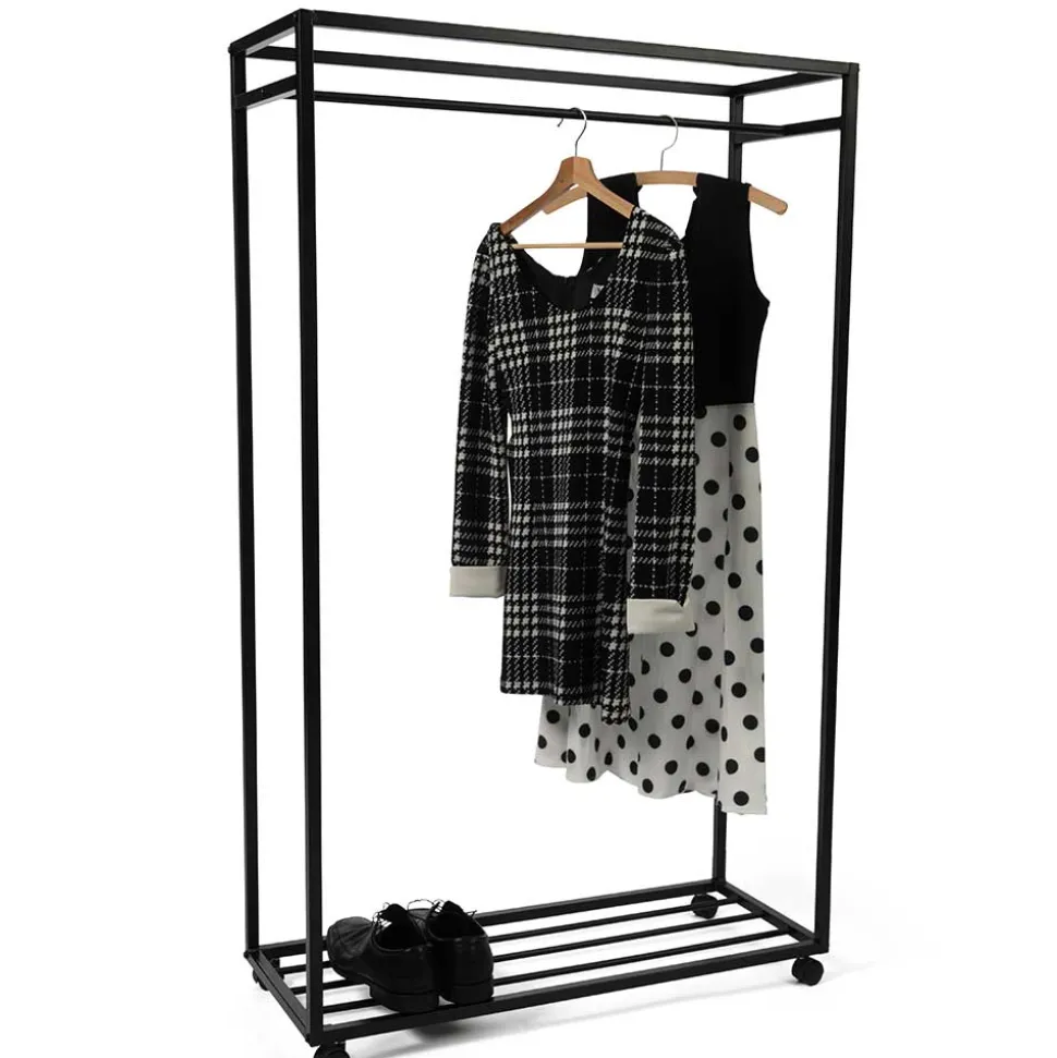 Kleiderwagen Rollgarderobe in Schwarz - Baslanica