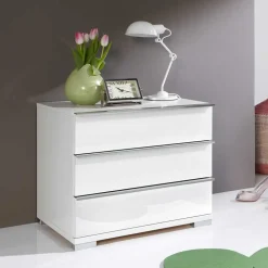 Kleine Kommode Zianatto in Weiß