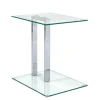 Kleiner Glastisch Phildel mit Stahl Gestell Chromfarben