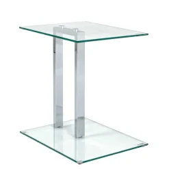 Kleiner Glastisch Phildel mit Stahl Gestell Chromfarben