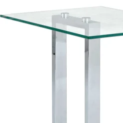 Kleiner Glastisch Phildel mit Stahl Gestell Chromfarben