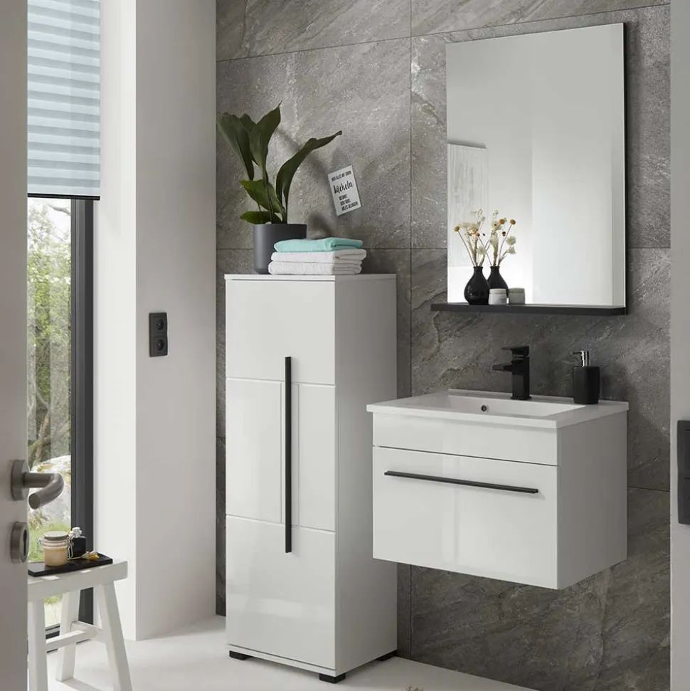 Kleines Badmöbel Set in Weiß - Ingmesan (dreiteilig)