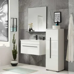 Kleines Badmöbel Set in Weiß - Ingmesan (dreiteilig)