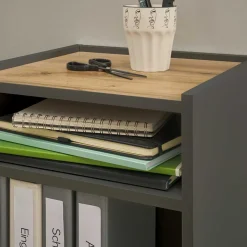 Kleines Ordnerregal in Anthrazit & Wildeiche Dekor - Ahilav