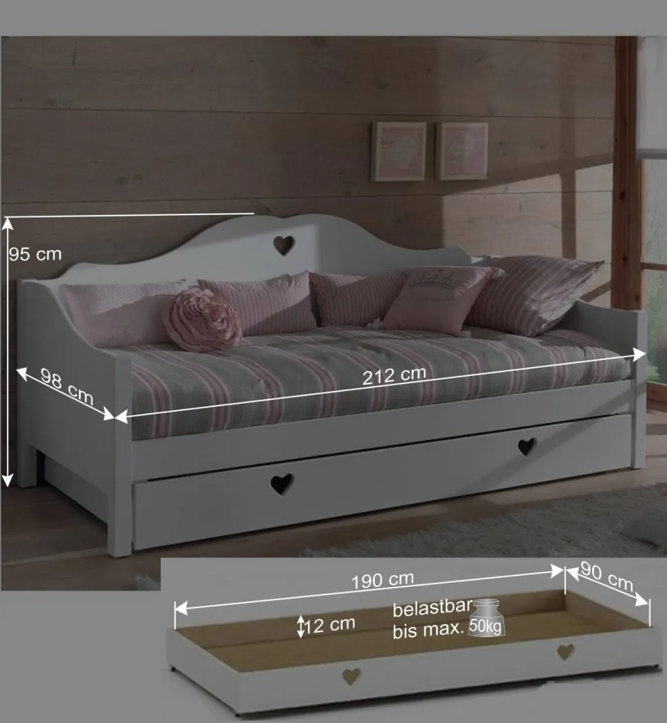 Kojenbett Mädchenbett Grandory in Weiß lackiert