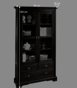 Kolonialstil Vitrine Islando in Schwarzbraun