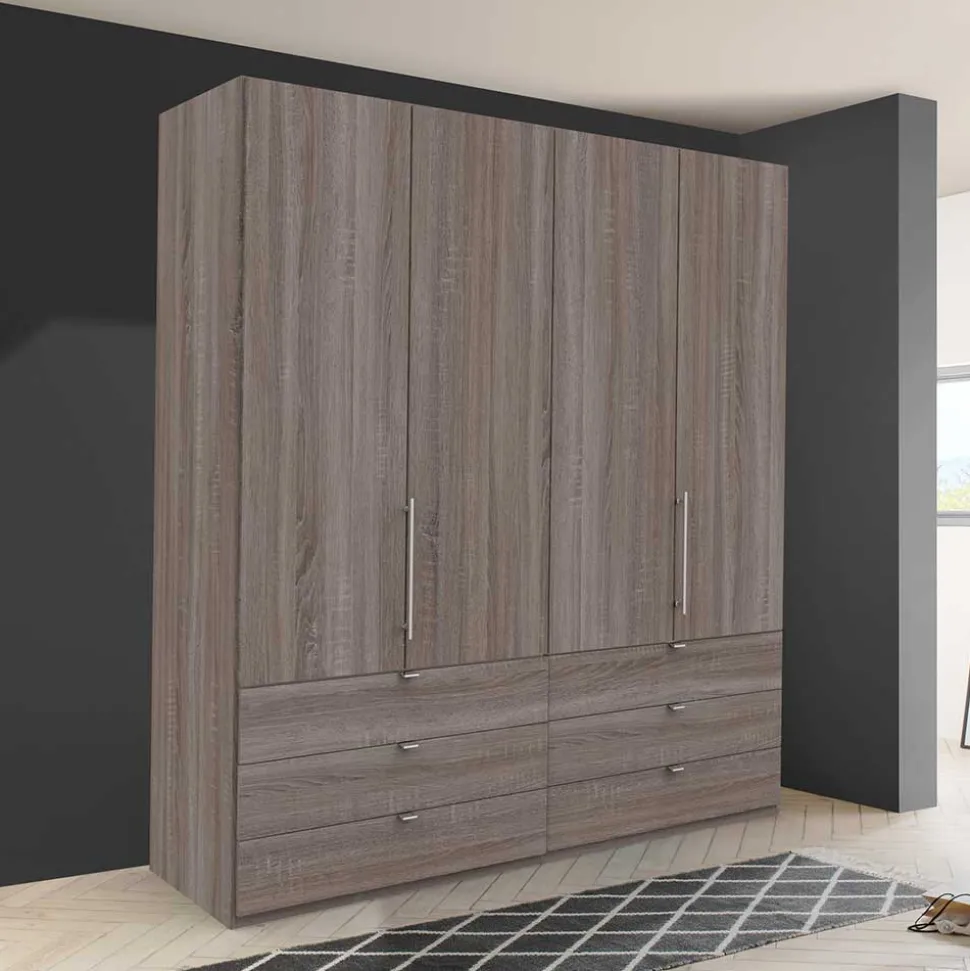 Kombi Falttüren-Schrank mit sechs Schubladen - Crenba