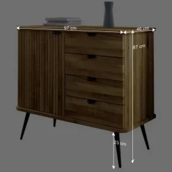 Kombi Kommode mit vier Schubladen & Tür - Casarius