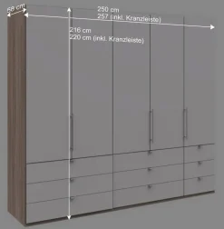 Kombi Schlafzimmerschrank mit neun Schubladen - Vaclyn