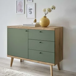 Kombi-Kommode in Graugrün und Wildeiche - Oliva