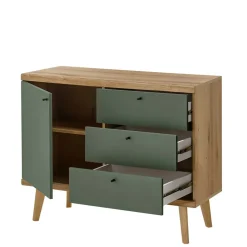 Kombi-Kommode in Graugrün und Wildeiche - Oliva