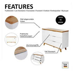 Kombi-Kommode in Weiß und Kerneiche - Xuana
