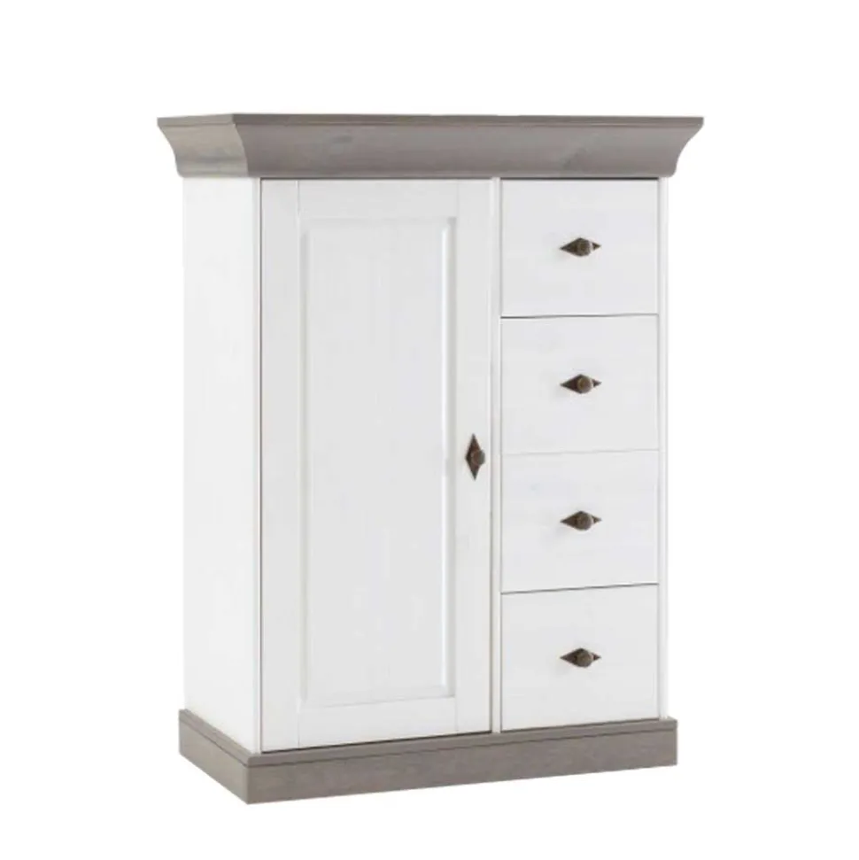 Kombikommode Mirandesca in Weiß Grau