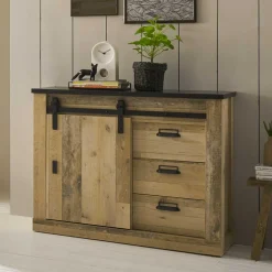 Kombi-Kommode mit Schiebetür & drei Schubladen - Naiavio