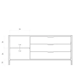 Kombi-Sideboard mit drei Schubladen und Tür - Lana